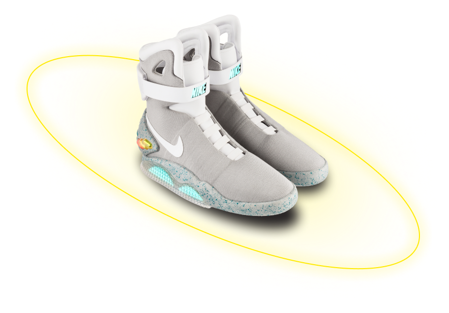 Кроссовки Nike Air Mag в профиль, с желтым кольцом вокруг